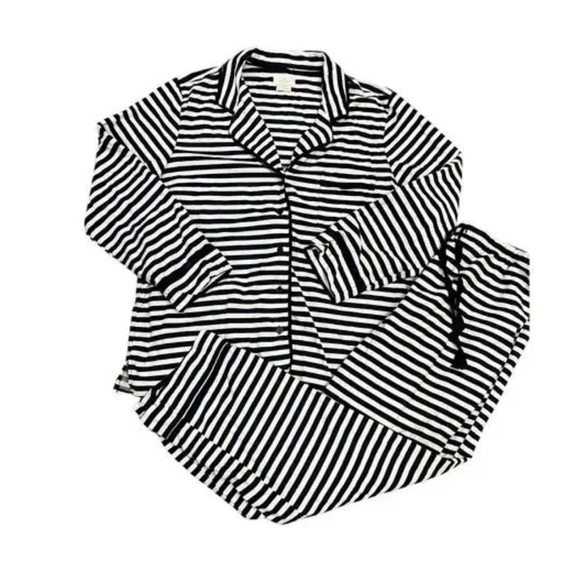 Kate Spade Black & White Striped Brushed Twill Pajama Set | NWOT | - Picture 4 of 11